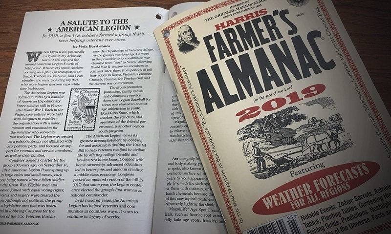 American Legion Centennial Highlighted in 2019 Farmer’s Almanac