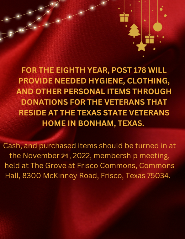 Bonham State Veterans Home Donations ￨ American Legion, Peter J Courcy