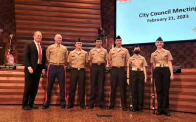Lebanon Trail HS Navy National Defense Cadet Corps Color Guard Posts The Colors at City Council Meeting