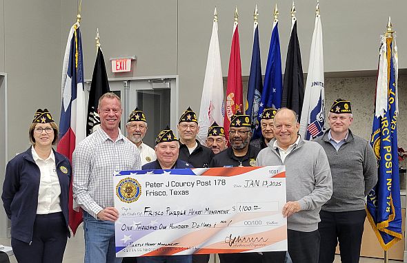 Post 178 Makes Purple Heart Monument Donation